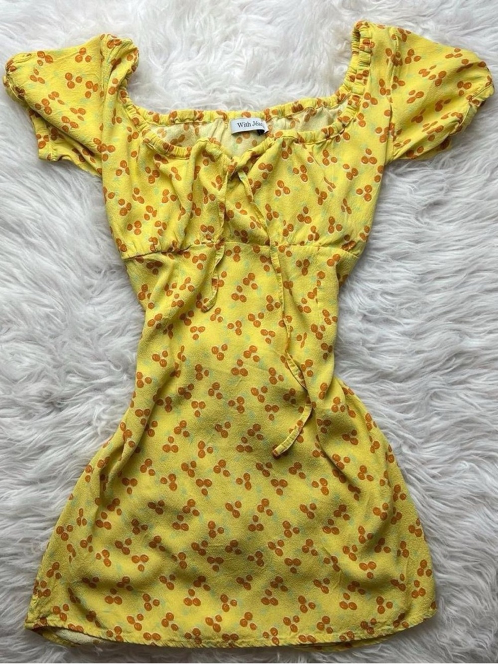 With Jean cherry print mini dress
